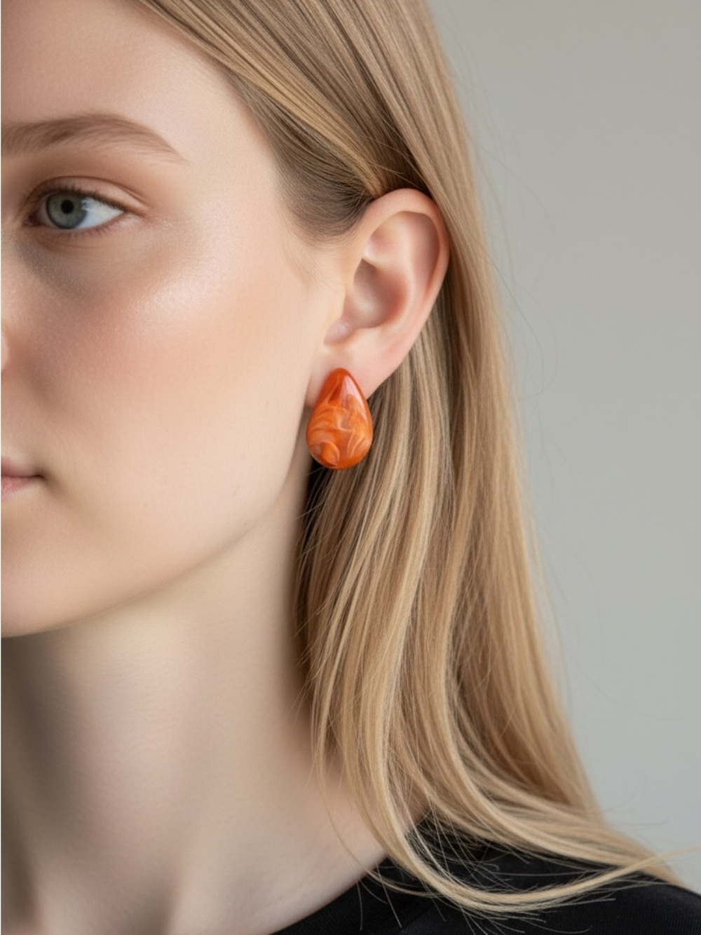 10/9 Orange Teardrop Resin Earrings - Women Jewelry